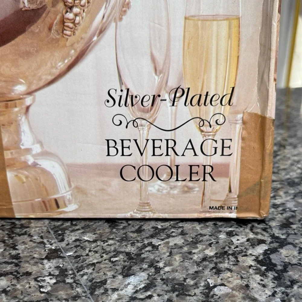 Silver-Plated Grape Motif Beverage Cooler